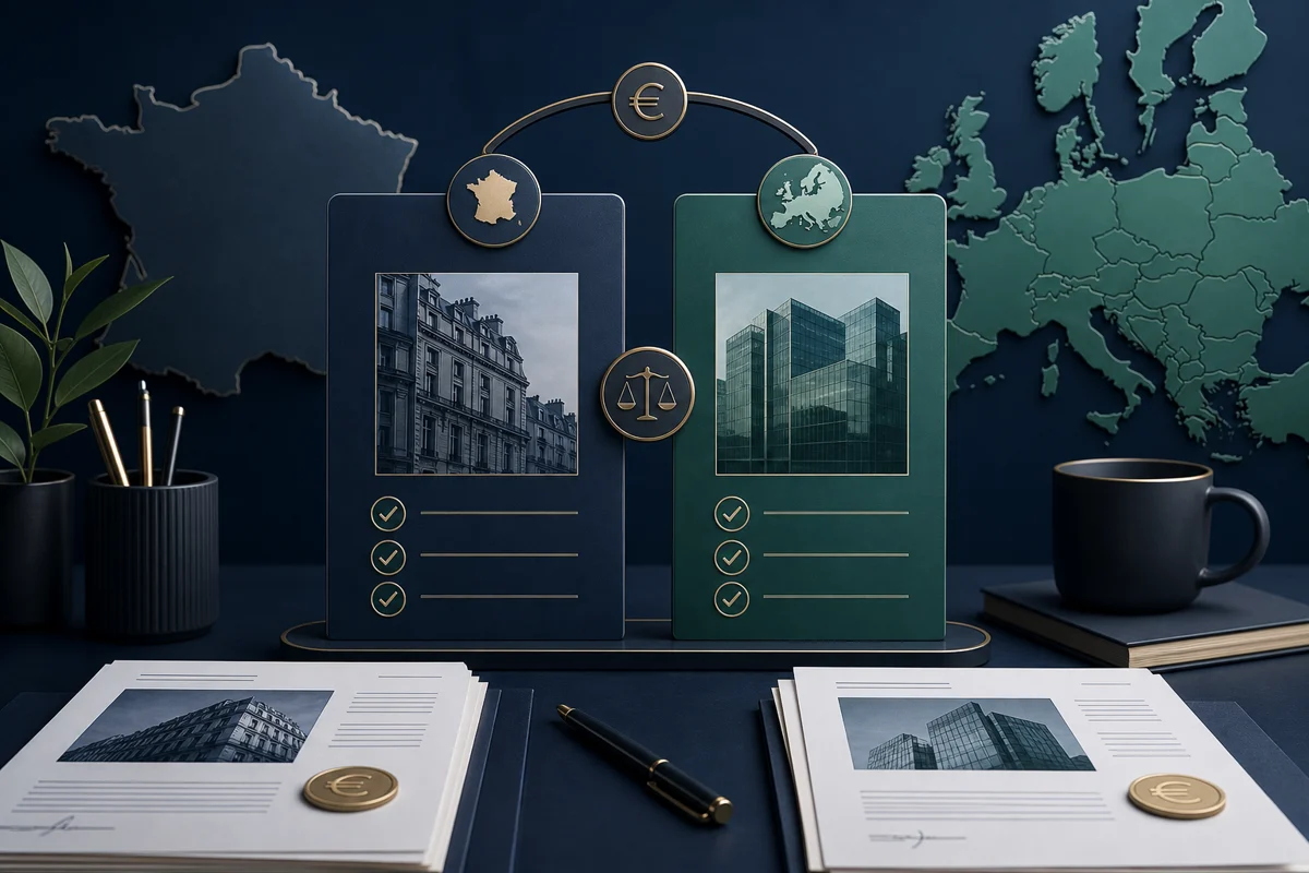 Illustration professionnelle comparant plateformes de crowdlending françaises et européennes, avec cartes anonymes, critères de sélection et repères de risque.